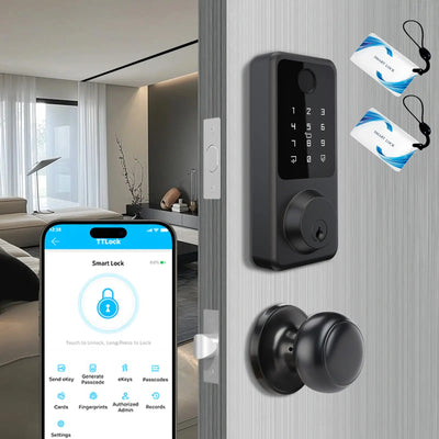 Smart Front Door Lock Handle Set with 2 Door Knobs Geonfino Smart Locks