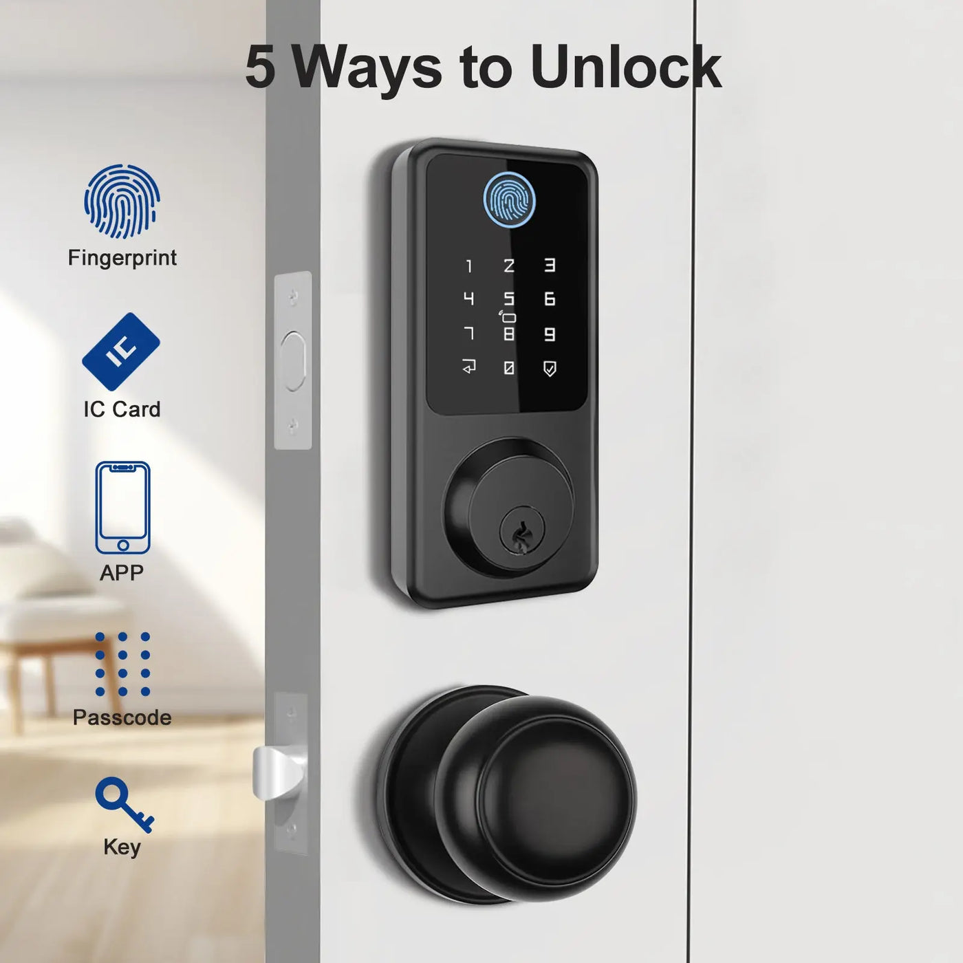 Smart Front Door Lock Handle Set with 2 Door Knobs Geonfino Smart Locks