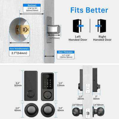 Smart Front Door Lock Handle Set with 2 Door Knobs Geonfino Smart Locks