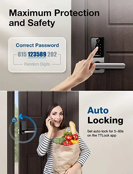 Smart Door Lock with Handle, Anti-Peeping - Geonfino – Geonfino
